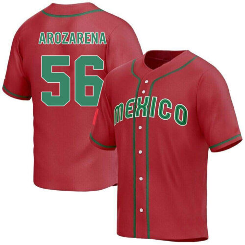 Men's Mexico Baseball #56 Randy Arozarena 2023 Red World Baseball Classic Stitched Jersey Men's Mexico Baseball #56 Randy Arozarena 2023 Red World Baseball Classic Stitched Jersey
